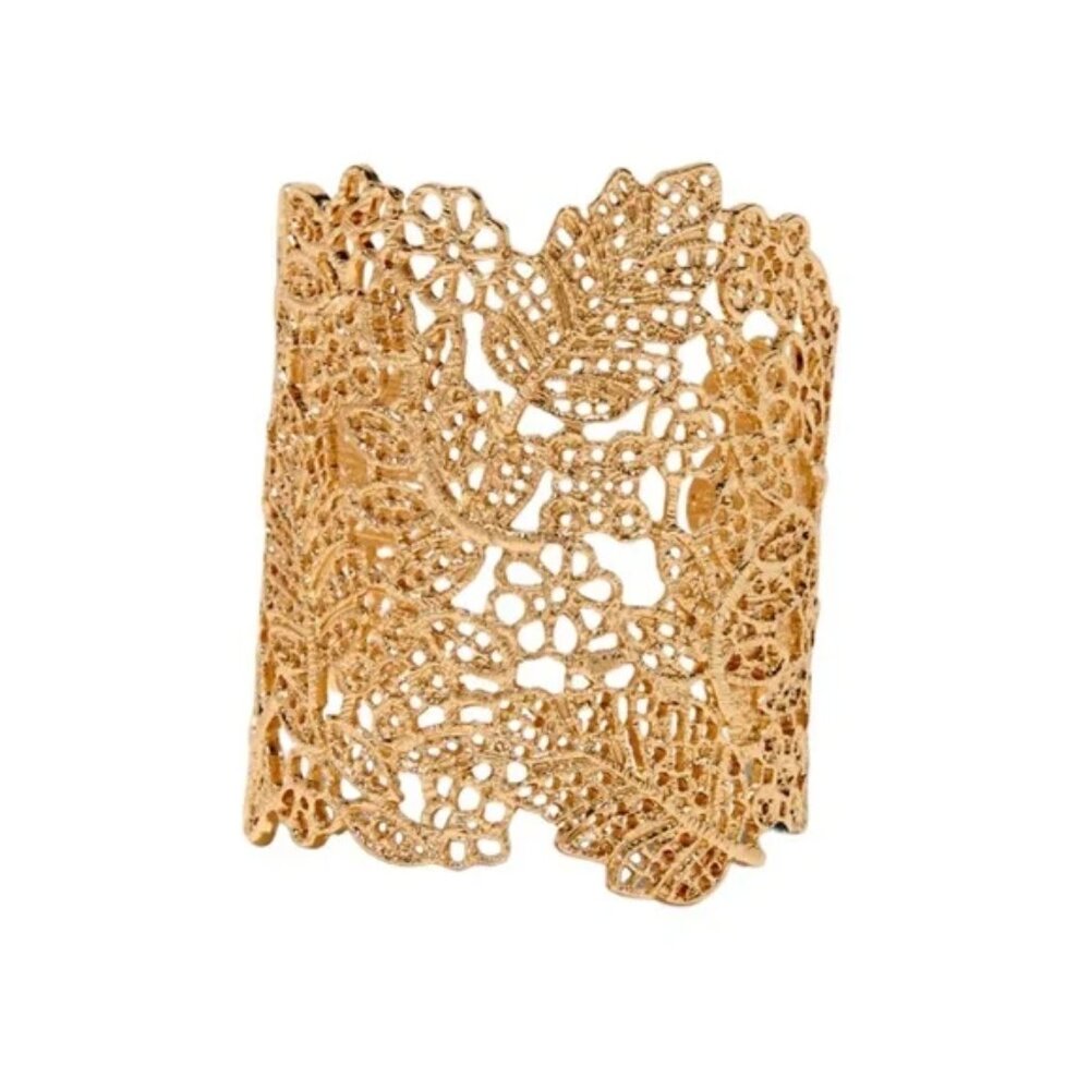 GOLD-TONE FILIGREE FLOWER CUFF BRACELET